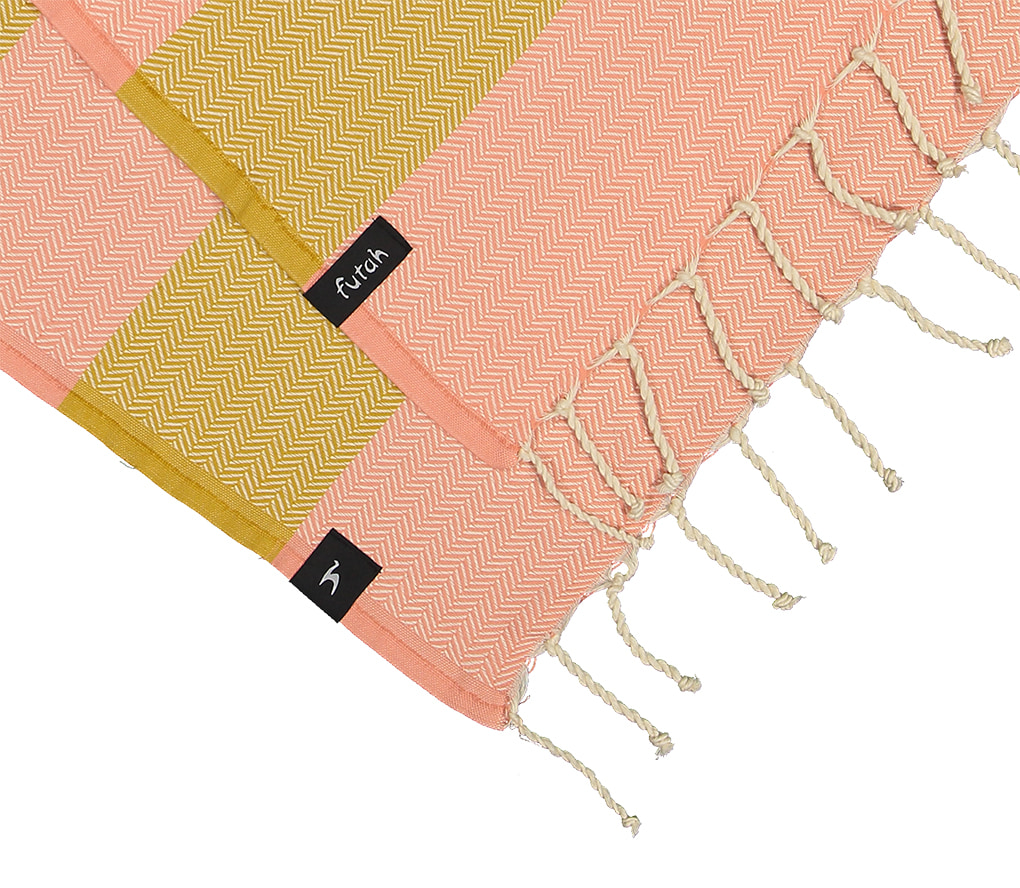 Futah - Bedu Corail & Mostard Serviette de plage (2)