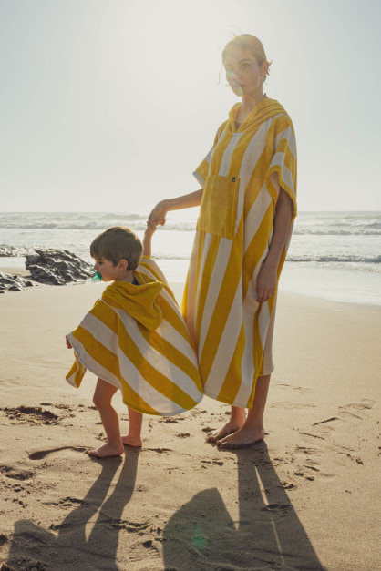 Bedu Jaune Moutarde Poncho Épongé Bébé (2)