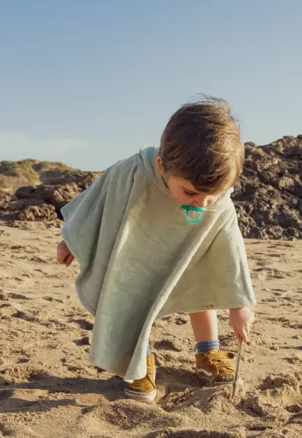 Ericeira Sea Green Terry Poncho Baby (2)