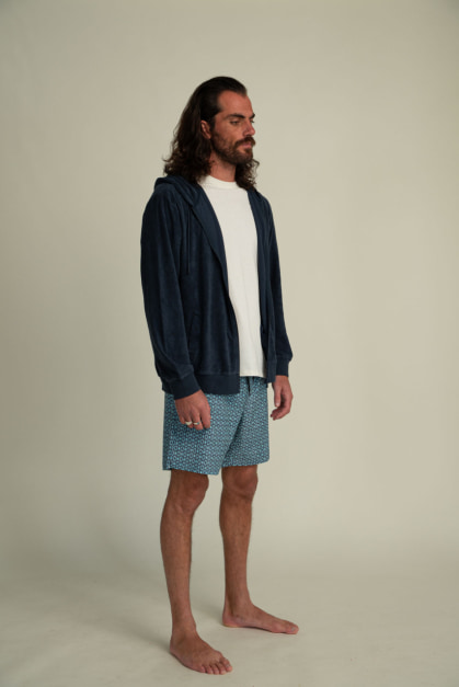 Sweat à capuche en éponge Bleu (2)