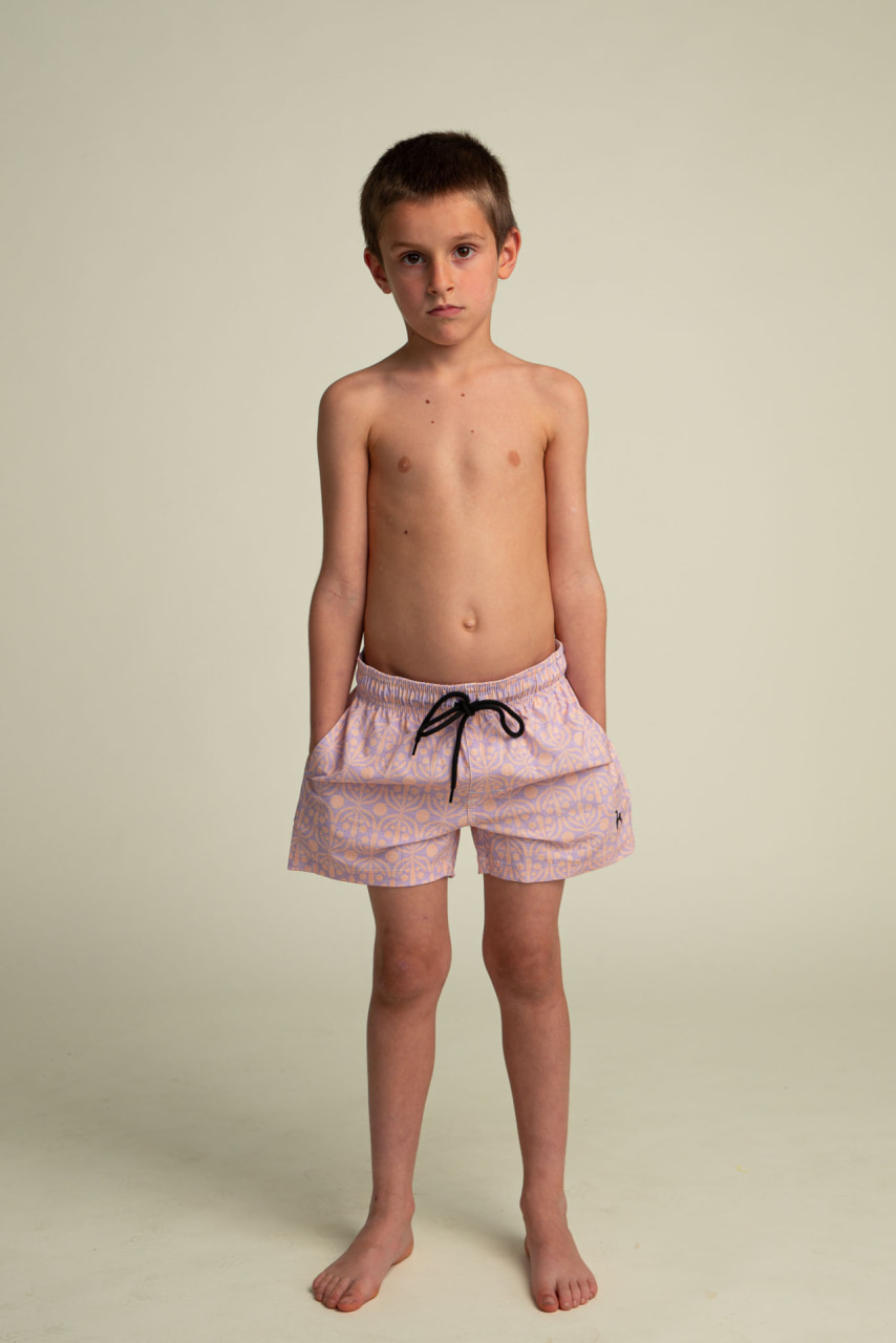 Futah - Short de Bain Enfant Moka & Violet Flora (1)