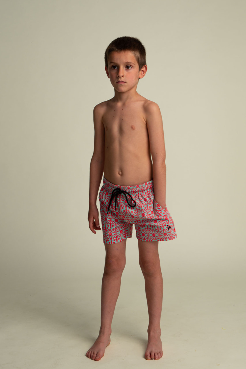 Futah - Short de Bain Enfant Aquatique & Rouge Flora (2)