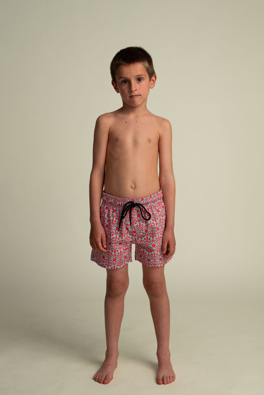 Futah - Short de Bain Enfant Aquatique & Rouge Flora (1)