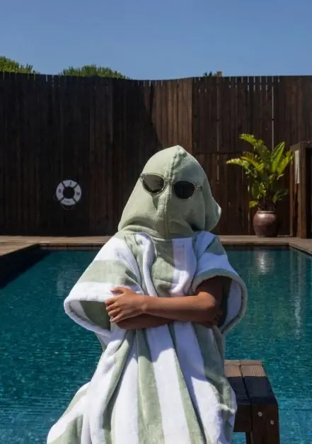 Bedu Vert Poncho Épongé Enfant (2)