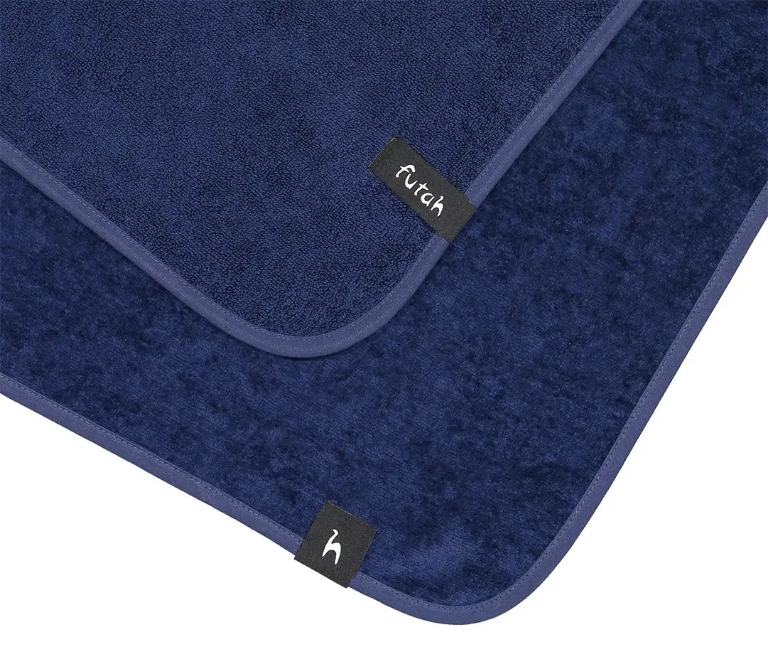 Futah - Ericeira Bleu Marine Serviette Épongé (2)